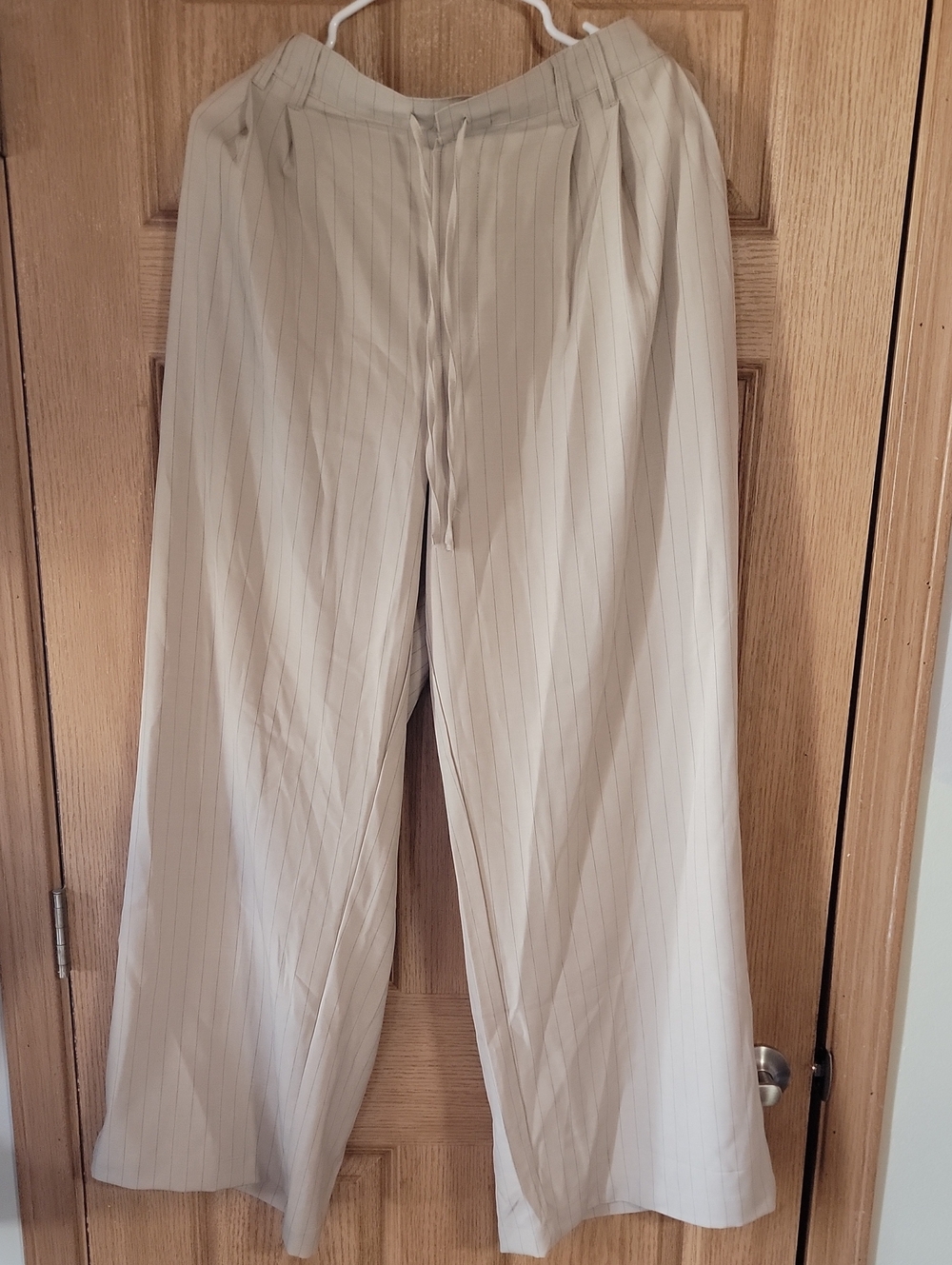 ✨️Closet Cleanout✨️ No Boundaries Beige Pinstriped Wide-Leg Chinos